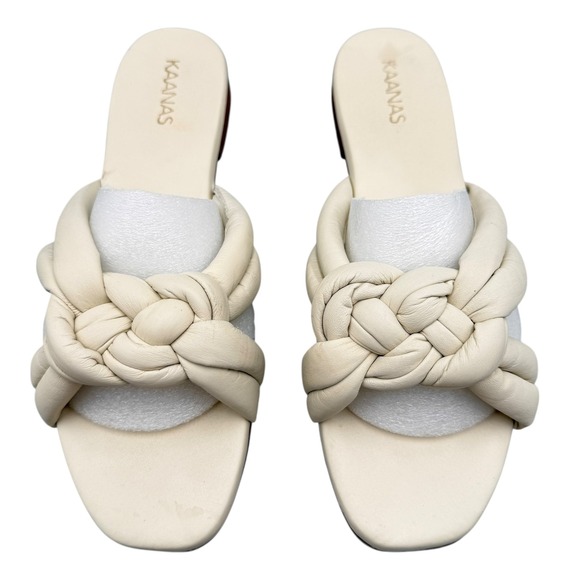 KAANAS Bintulu Womens Size 10 US Ivory Nautical Knot Leather Slide Sandals - Picture 1 of 7